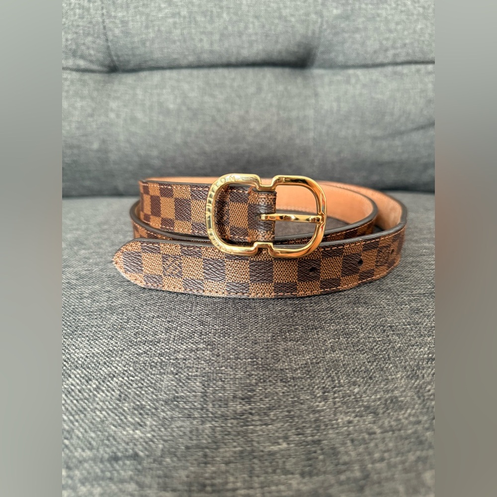 Louis Vuitton Damier Ebene Canvas Brown Mini 25mm Belt 90/36 M9744 Unisex